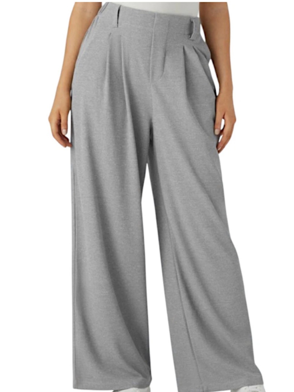 Halara Flex Gray High-Waist Pleated Textured Wide-Leg Pants, Size Small